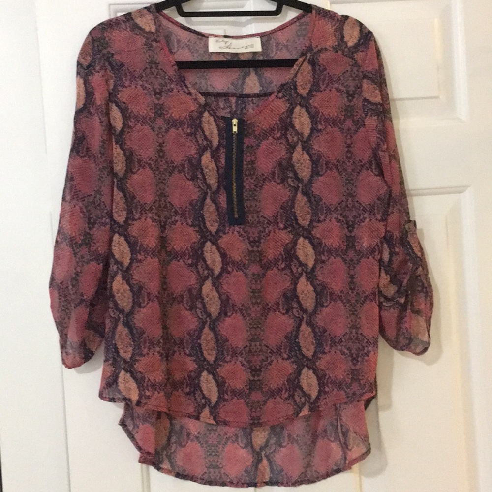 Sheer Flowy Python Print Top